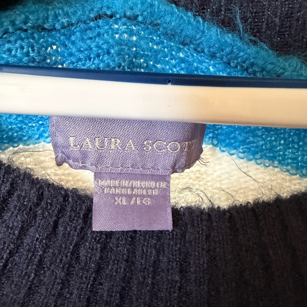 Laura Scott Striped Knit Sweater XL Colorful Crewneck - Picture 6 of 7